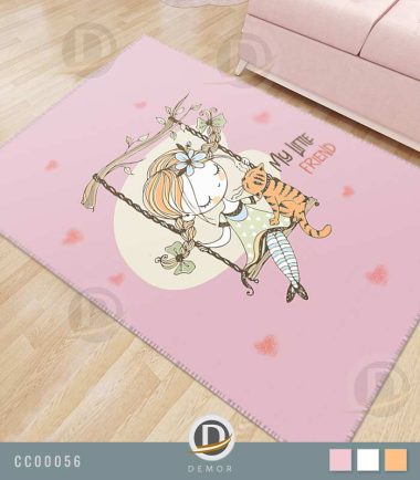 فرش اتاق کودک دخترانه با رنگ صورتی