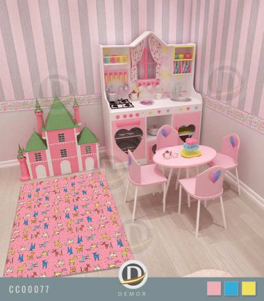 فرش اتاق کودک با رنگ صورتی