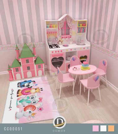 فرش اتاق کودک دخترانه با رنگ صورتی