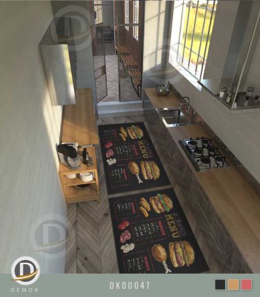 فرش آشپزخانه طرح منوی برگر