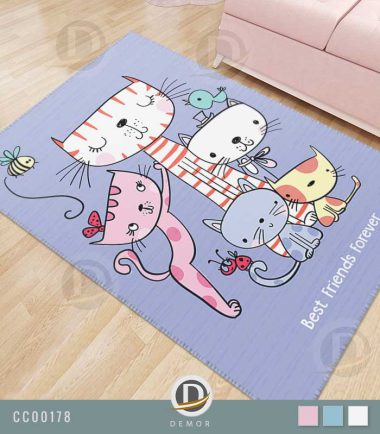 فرش فانتزی کودک با تم گربه
