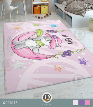 فرش اتاق دخترانه گربه روی ماه